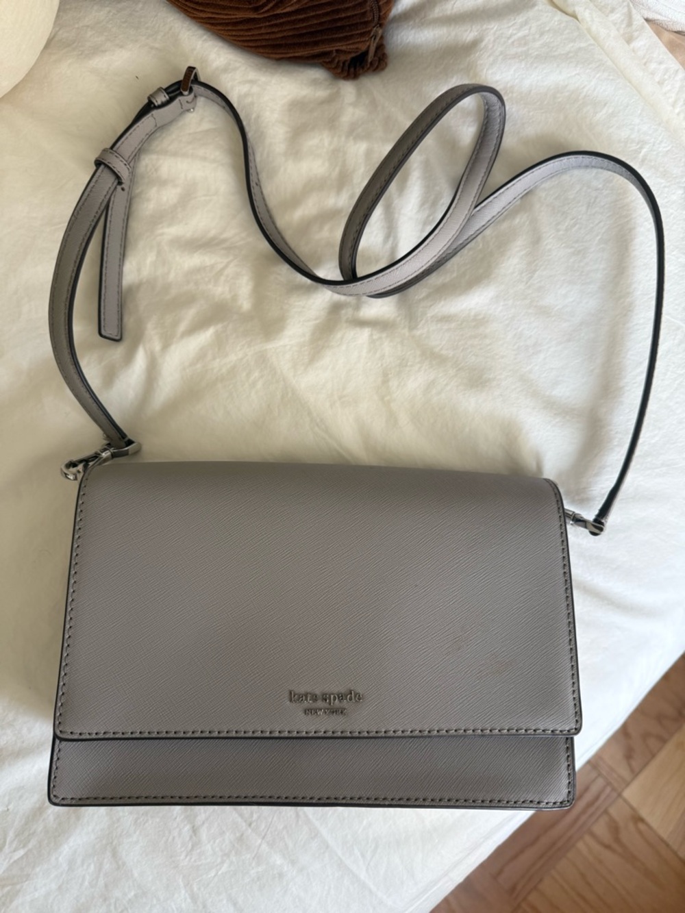 kate spade gray leather crossbody bag